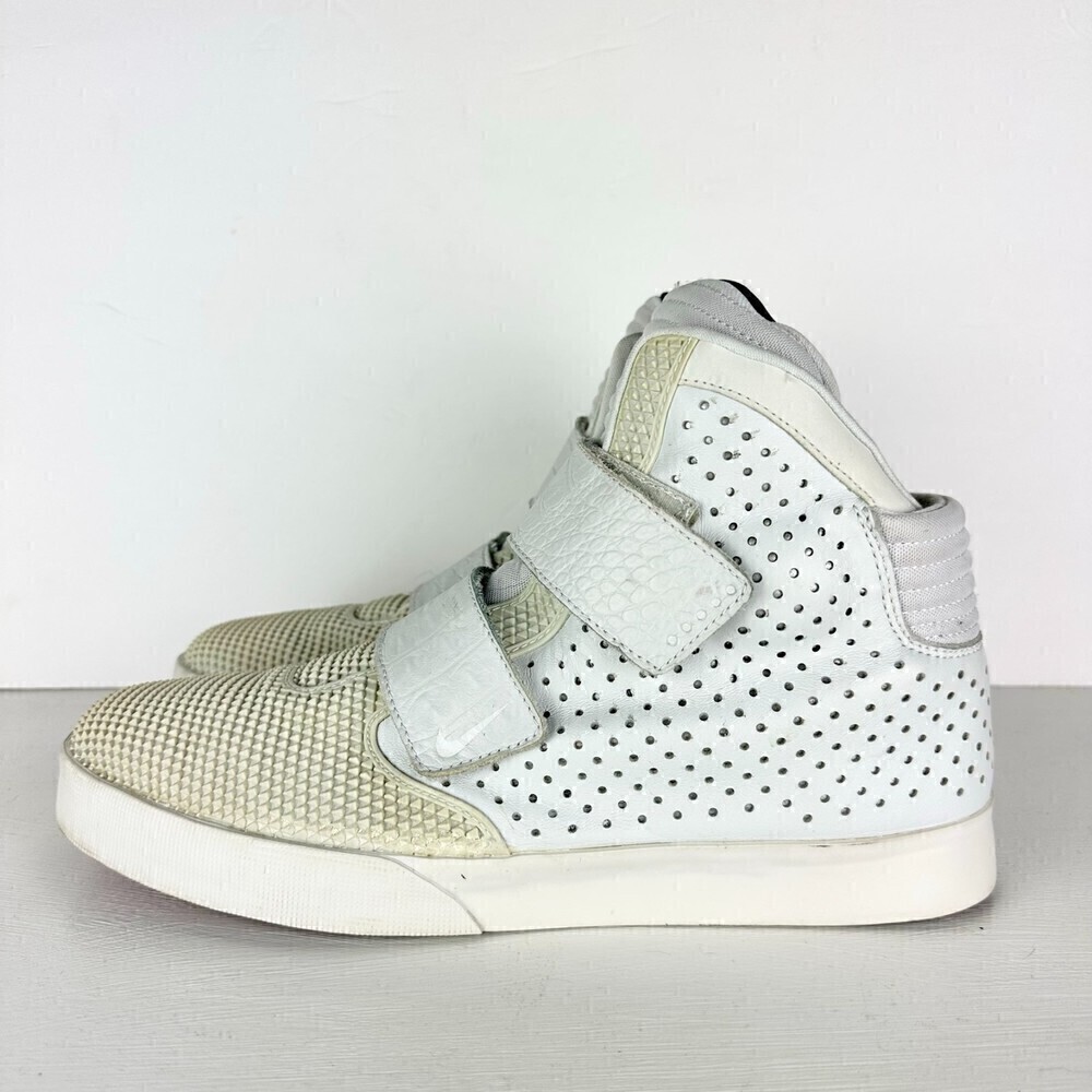 Nike White and Light Beige Mens High-Top Sneakers